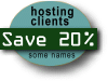 Danjo's hosting clients save 20% off the posted one year domain price